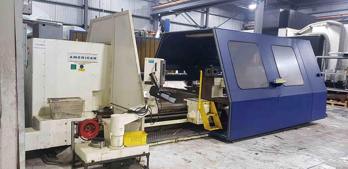 Used 1981/2003 American CNC lathe, 75" Swing, 50" Swing over cross Slide, 75 HP, 630 RPM, Steady Rest, Siemens CNC