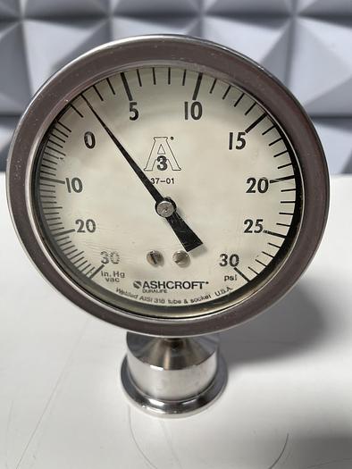 Used Ashcroft 0-30 PSI Pressure Gauge w/ 2" OD