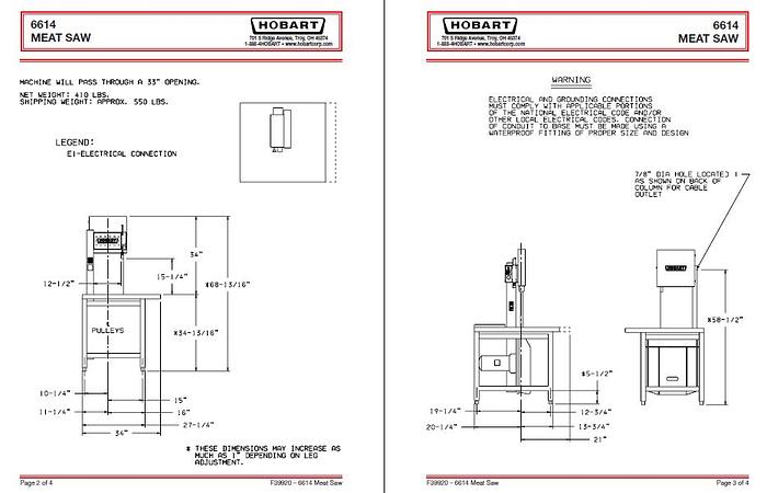 Used Hobart Meat Saw Model 6614 refurbished