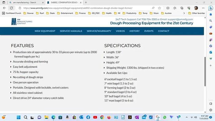 Used AM Bagel divider former SBA8001 Newly Rebuilt w/ guarantee / can ship