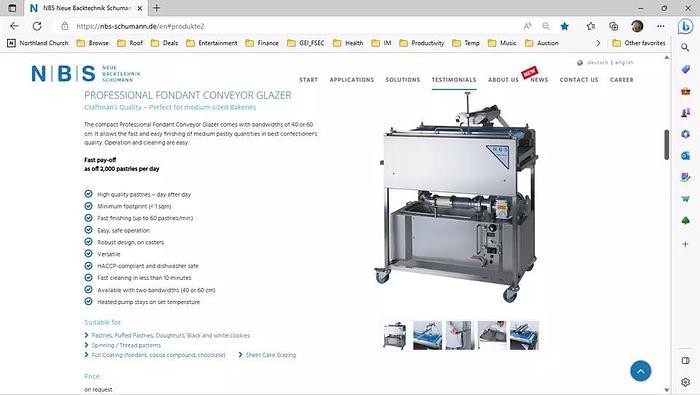 Schumann New Fondant Glazing Machine w/ guarantee