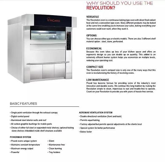 Used Picard Tray oven 8-24 Gas - unassebled smallest foot print - guaranteed can ship