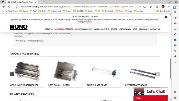 Used Mono cookie machine depositor w/ attachments - Can ship