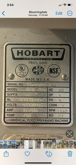 Used Hobart HCM450 Refurbished w/ atachemnts - w/ Guarantee can ship 
