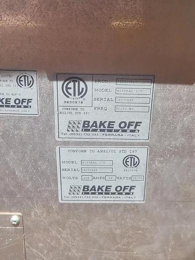 Used Apex - New Bake Off Mistral 9/10 Pan Electric oven w/steam and Guaranteed