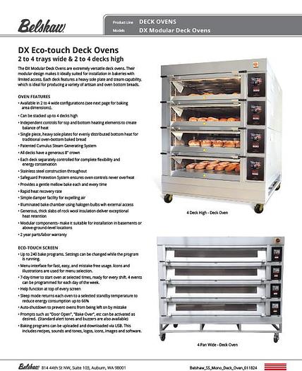 Used Adamatic / Mono Artisan 4 Deck Electric Oven w/Steam - Guaranteed