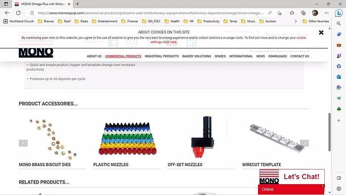 Used Mono cookie machine depositor w/ attachments - Can ship