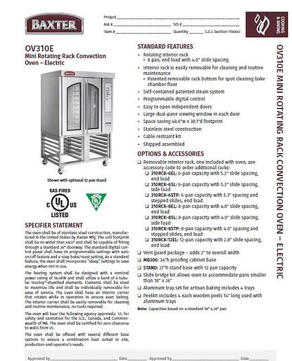 Used Baxter OV310 Electric oven - Has been refubished w/ guarantee can ship