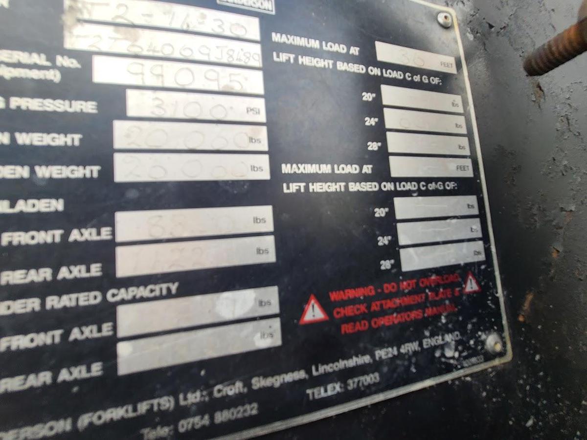 Used Sellick Telehandling Forklift Telescoping Perkins 4 cyclinder diesel engine