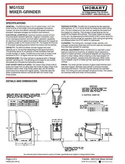 Used Hobart MG1532 Meat Mixer Grinder Refurbished one $5900 one $6900 
