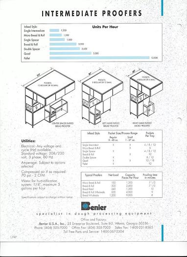 Used Dough Proofer Intermediate Benier 300 New Pockets w/ guarantee
