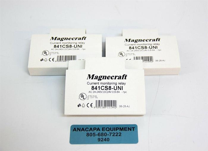 Magnecraft 841CS8-UNI Current Monitoring Relay 240VAC DC24V Lot of 3.New (9240)K 8595188111942
