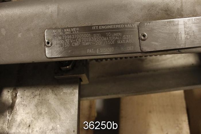 Used Fabri 10" Hand Operated Knife Gate Valve #36250