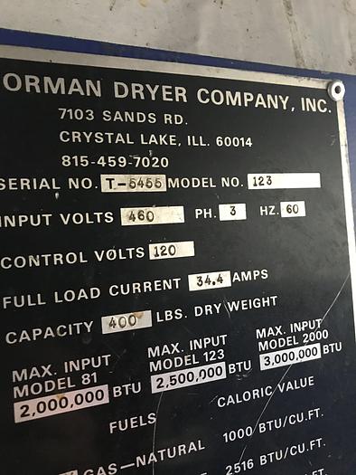 Used Norman 400lb gas dryer