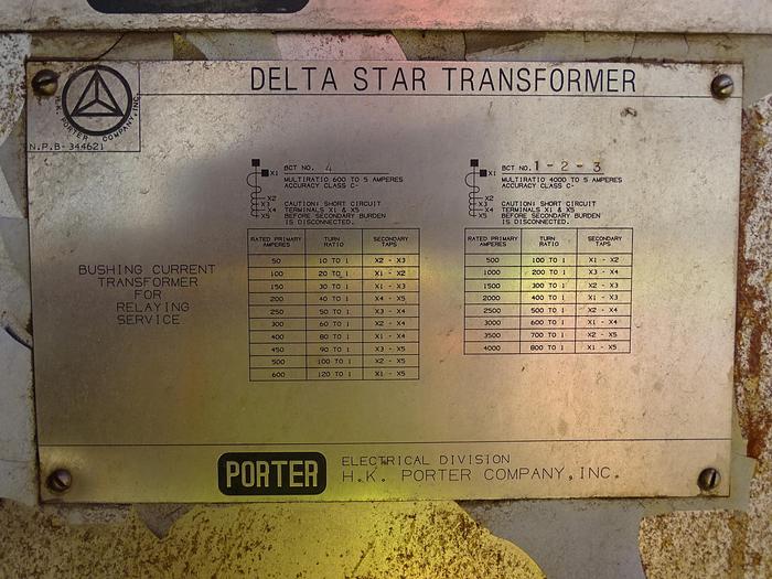 Used 15000 KVA DELTA STAR TRANSFORMER SUBSTATION 4160Y/2400