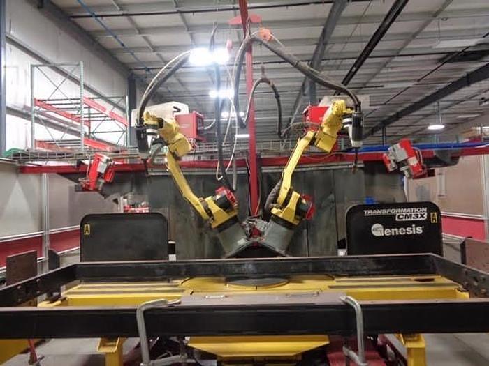 Used 2009 GENESIS/FANUC DUAL ARM FANUC ARCMATE 100iC A/B TABLE WELDING CELL, BARLEY USED