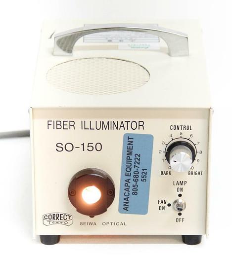 Used Seiwa Optical Fiber Microscope Illuminator SO-150, Manual 0-10 Dial Control 5521