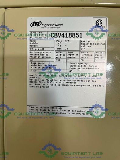 Used Ingersoll Rand  UP6-7.5-125 Rotary Screw Air Compressor, 80 Gallon, 7.5 HP, 3PH