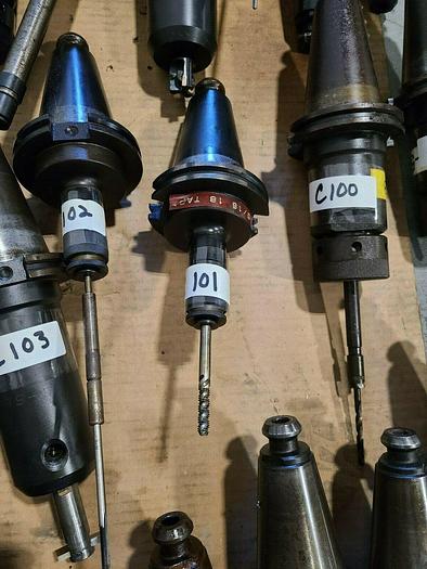 Used CAT 50 Tool Holders One Lot of 8 Assorted CNC Tooling with Cutters Drills