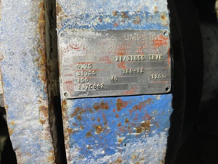 Used GOULDS PUMP MODEL 3175S 4X6-12 316 S/S MATERIAL