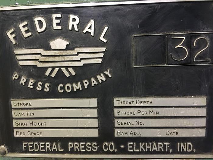 Used 32 Ton, FEDERAL, No. 32, OBI PRESS