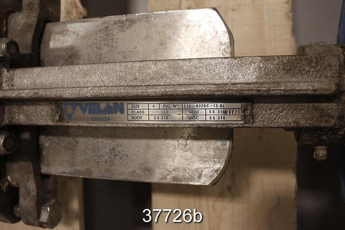 Used Velan 4" Hand Operated Knife Gate Valve, L12-0320C-13BL #37726