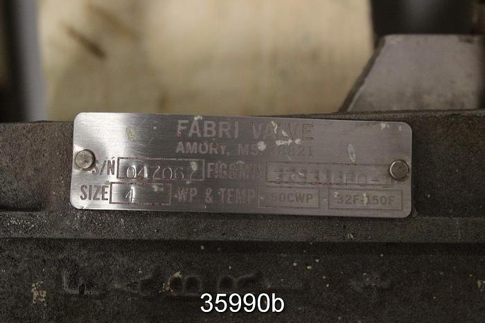 Used Fabri 4" Hand Operated Knife Gate Valve #35990