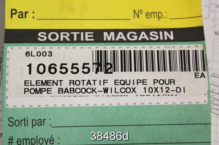 Used Babcock and Wilcox 10x12-DI Pump Rotating Assembly #38486
