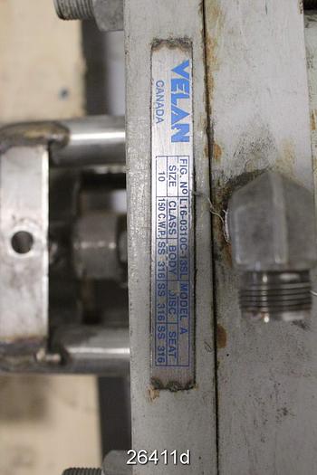 Used Velan  10" Air Operated Knife Gate Valve, 316 Stainless Steel Body, Seat, And Gate, Velan Figure L16-0310C-13Sl Model A #26411