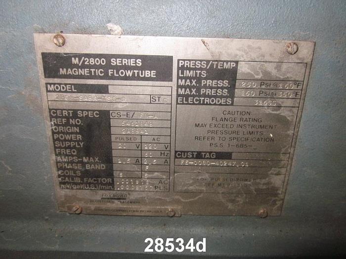 Used Foxboro 2808-SABA-TSG-G 8" Magnetic Flow Tube,  M/2800 Series #28534