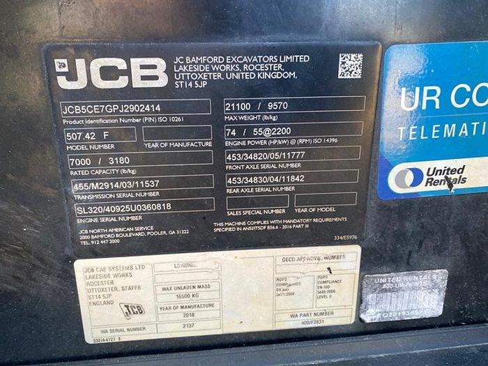 Used 2018 JCB 507-42 TELEHANDLER
