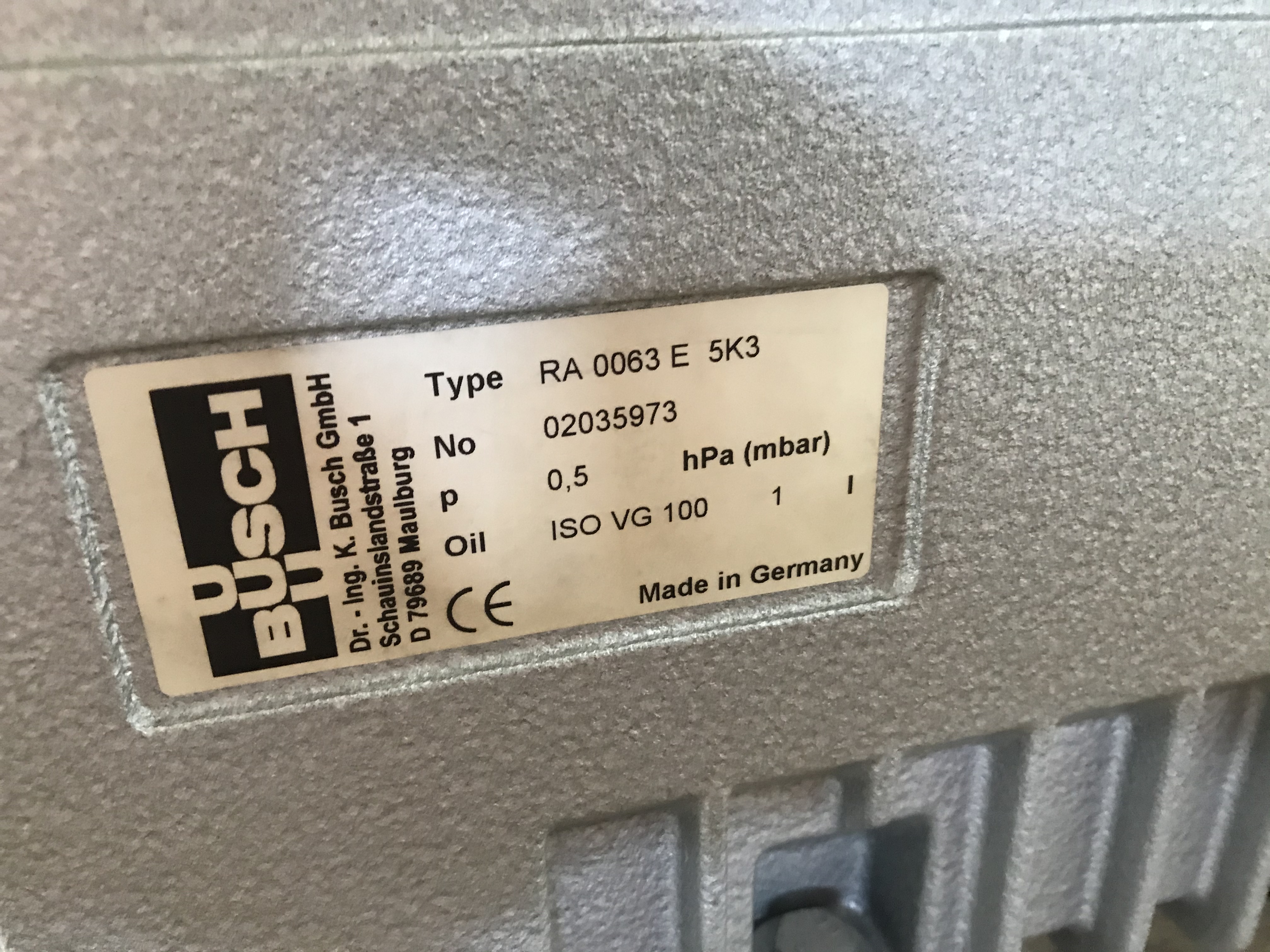 Begagnad Vakuumpump Busch 63m3 -nyskick