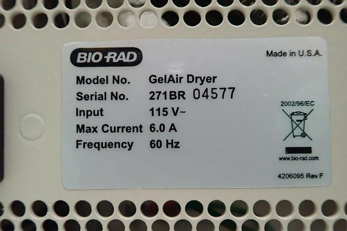 Used Bio Rad GelAir Gel Air Dryer with Tray, Front Cover & Accessories