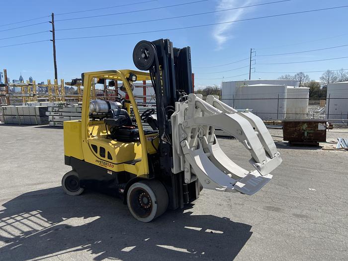 Used 12,000 POUND HYSTER MODEL S120FTPRS PAPER ROLL CLAMP TRUCK 60" CLAMP MFG. 2014