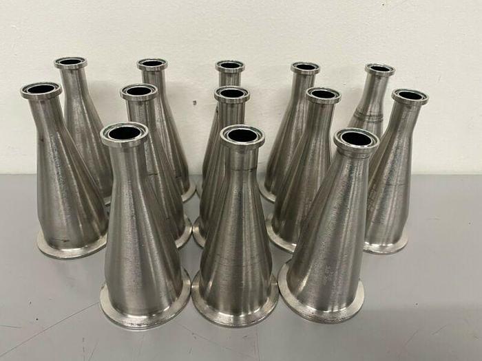 Used Stainless Steel 5" Tapered Sanitary Fitting Reducer 3/4" to 2"