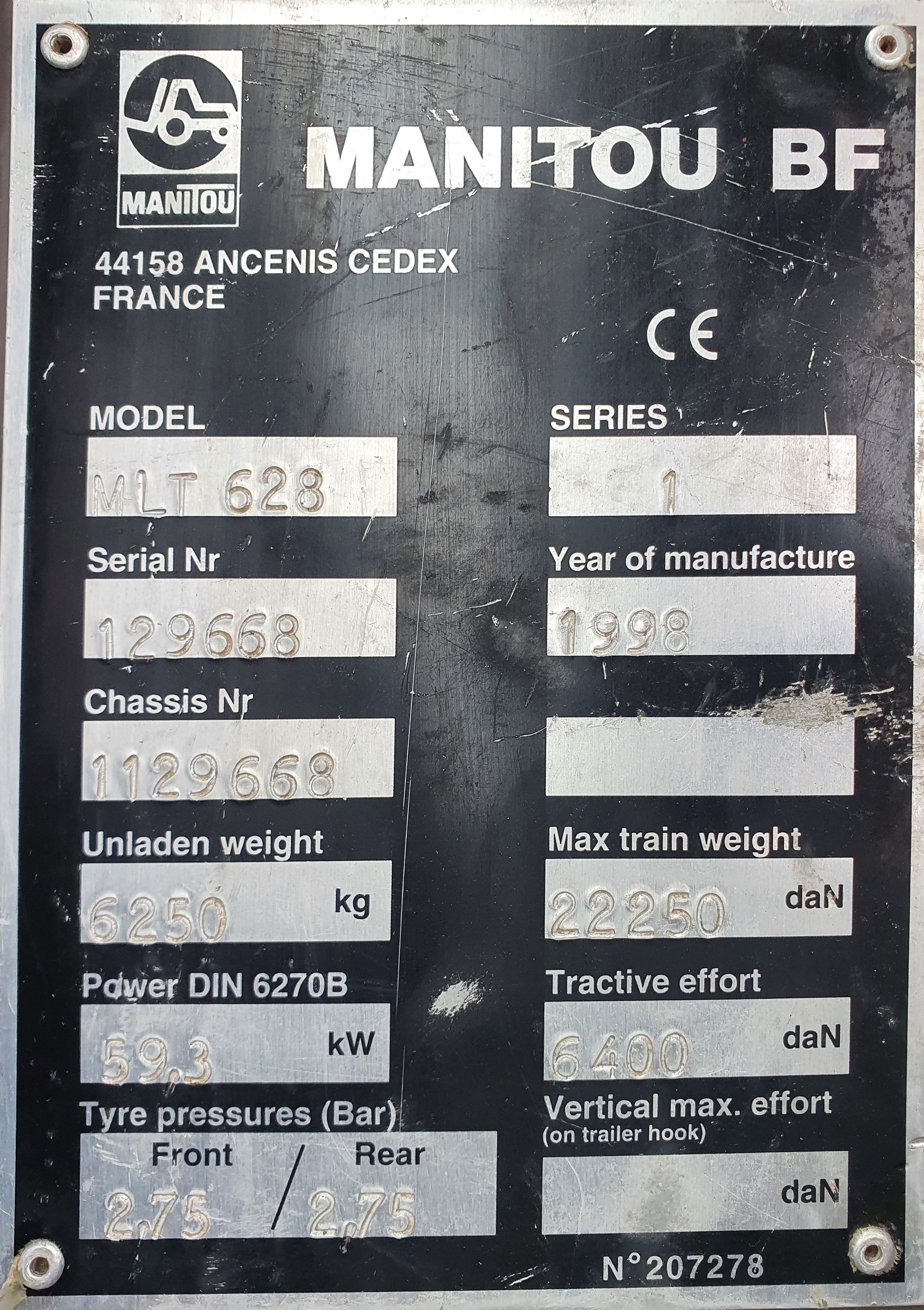 Used Manitou MLT628 Telehandler