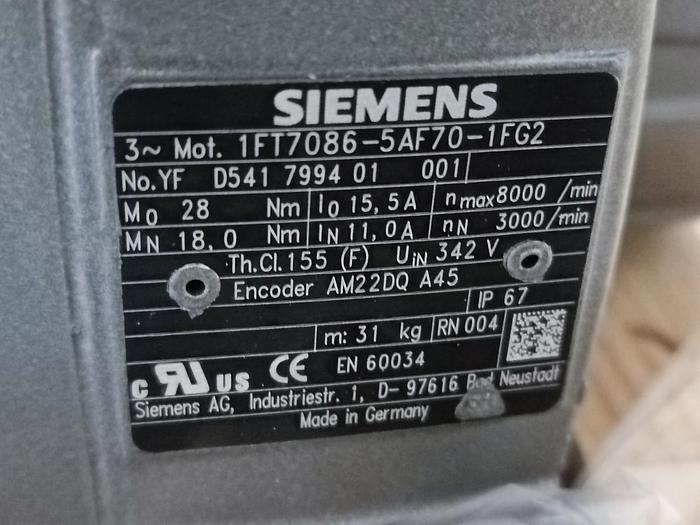 Synchronmotor Simotics S, 1FT7086-5AF70-1FG2, Siemens neu
