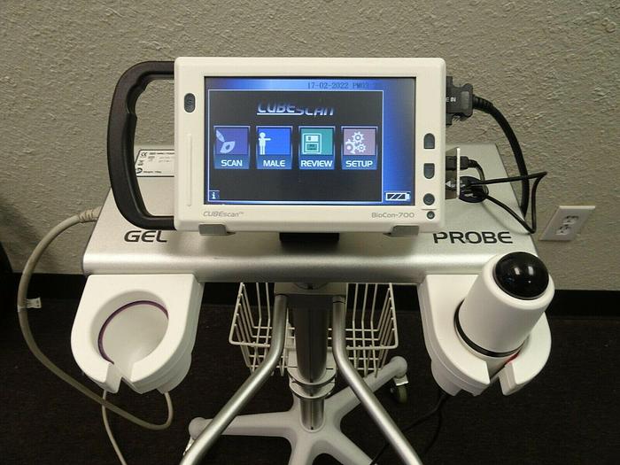 Used CubeScan Mcube BioCon-700 Bladder Scanner W/ Probe, MRC-700N Cart & Power Supply