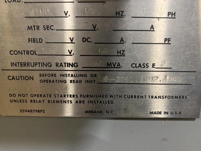 Used GENERAL ELECTRIC LIMITAMP C7160A1189 600 HP CONTROLLER W/ DRAW-OUT AIR-BREAK CONTACTOR