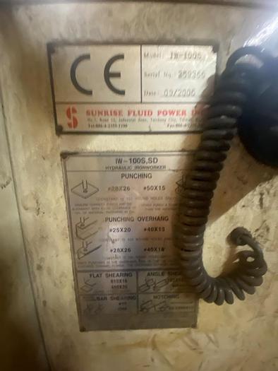 Used 2006 Sunrise IW100S Hydraulic Ironworker