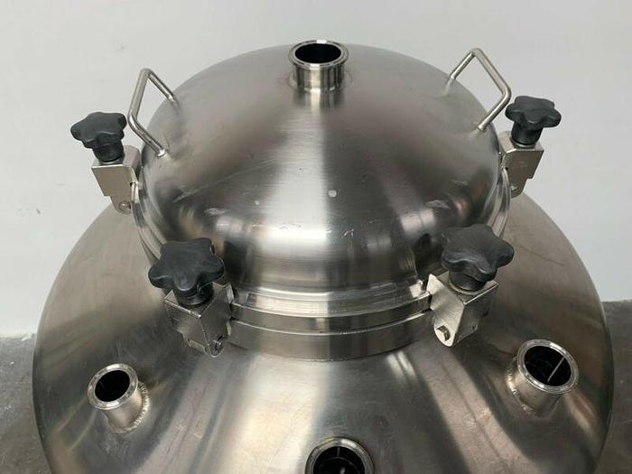 Used Optimum Stainless Steel 225 Gallon Pressure Vessel / Tank On Rolling Cart 75 PSI