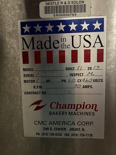 Used 2013 CMA America  4SA Horizontal Tilt Bowl Roller Bar Mixer