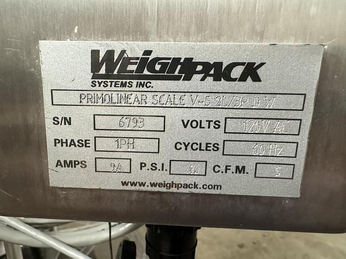 Used Weighpack VerTek Bagger 750 & V-5 2 Lane Weigh Filler