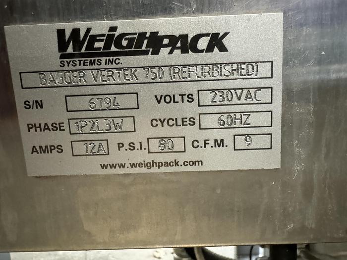 Used Weighpack VerTek Bagger 750 & V-5 2 Lane Weigh Filler