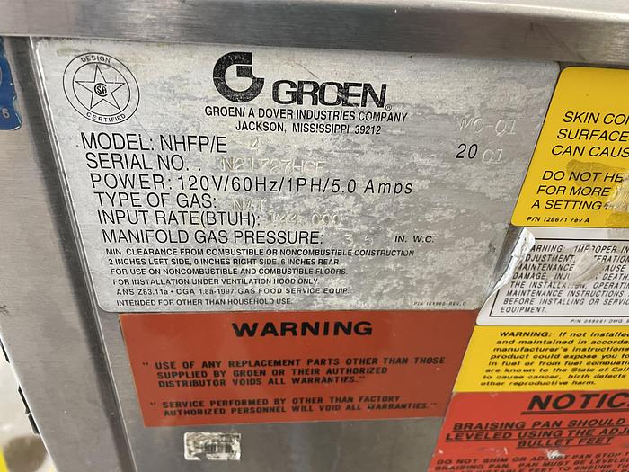 Used Groan Commercial Tilting Braising Pan DHFP/E