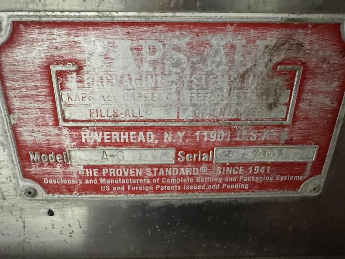 Used KAPS-All Packaging Systems, Inc.  Model A-6 Portable 6 Spindle Inline Capper