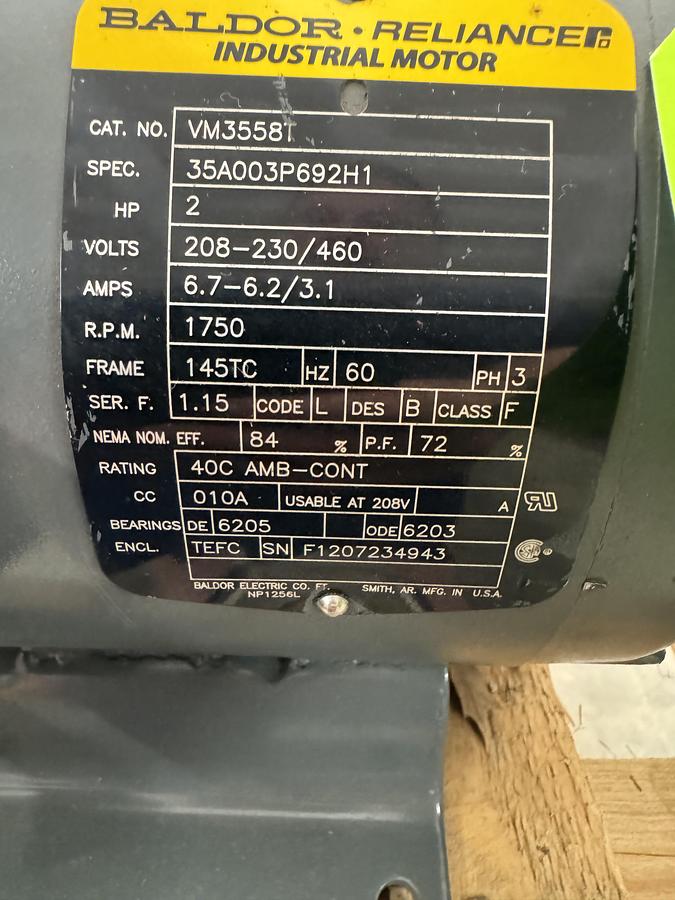 Used Baldor Reliance Industrial Motors VM3558T