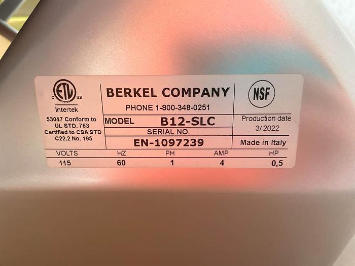 Used 2022 BERKEL Equipment BERKEL B12-SLC Manual Meat and Cheese Slicer