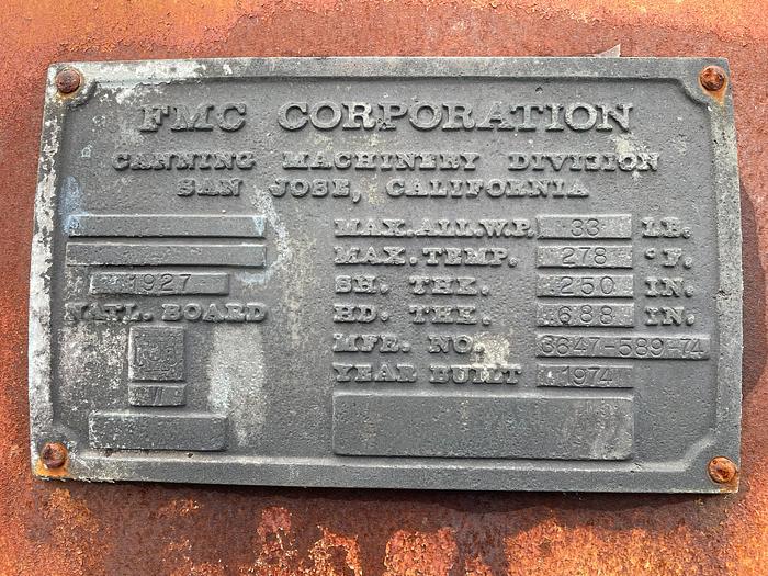 Used 1974 FMC Retort 47 Step Reel for 300 X 407 Dia. Cans Continious Pressure Rotary Steralizer Cooker Shell