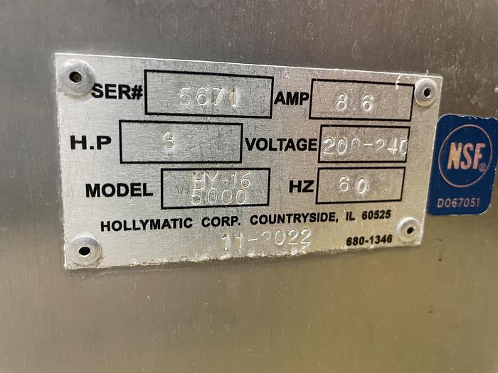 Used 2022 Hollymatic Hi-Yield 16-5000 All Stainless Steel